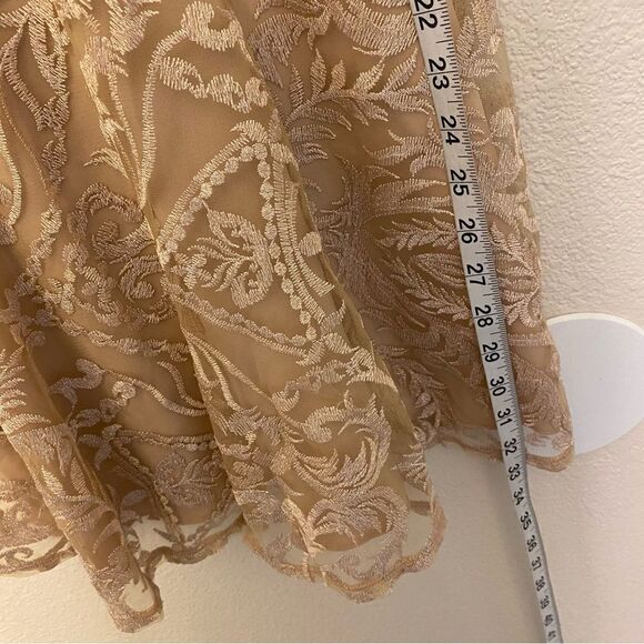 Xtraordinary blush pink beige tan embroidered lace skater Formal Dance - 5 - Picture 6 of 15